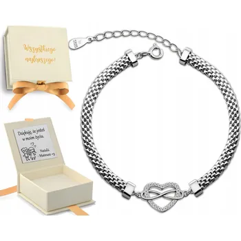 Náramek STŘÍBRNÝ DÁMSKÝ NÁRAMEK SRDCE NEKONEČNO 925 GRAVÍROVÁNÍ