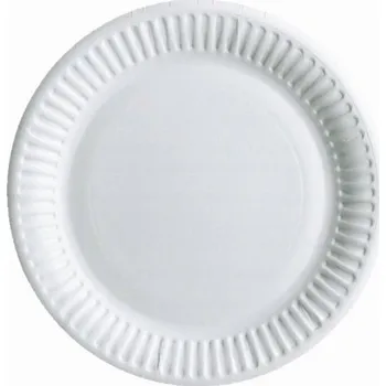 Jednorázové nádobí PAPÍROVÉ TALÍŘE BÍLÉ 24 CM 100 KS KULATÉ