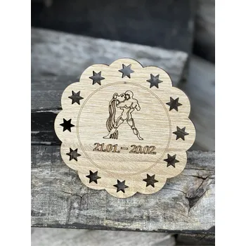 Podtácek DŘEVĚNÝ PODTÁCEK - znamení VODNÁŘ 10 cm