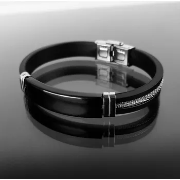 Náramek Pánský náramek z oceli a pryže č. 1340