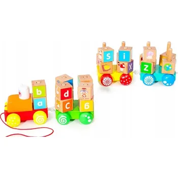 Dřevěná hračka Dřevěný vláček velké stavebnice edukativní abeceda Ec