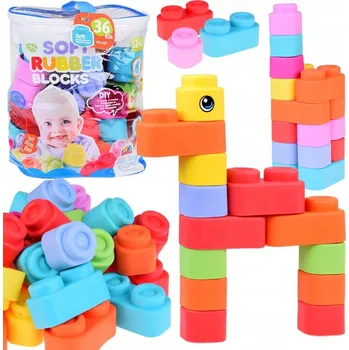 ostatní stavebnice Gumové Barevné Měkké stavebnice 36 dílků, první stavebnice pro dítě