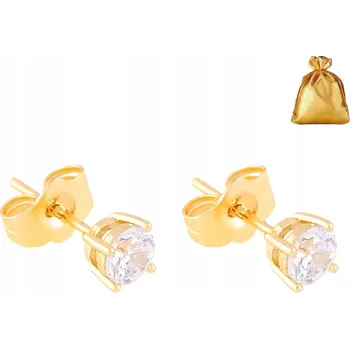 Náušnice KRÁSNÉ ZLATÉ NÁUŠNICE S 6MM ZIRKONY 18K CHIRURGICKÁ OCEL