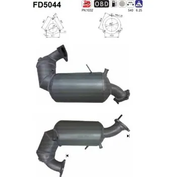 Filtr pevných částic Filtr sazových částic, výfukový systém AS, S.L. FD5044
