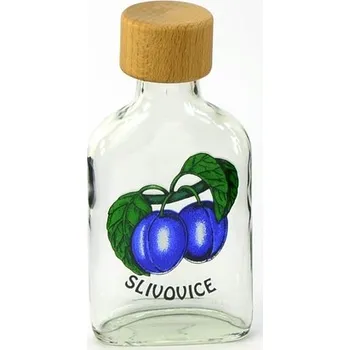 Láhev Láhev sklo 100ml Placka s dřevěným víčkem ŠVESTKA KUTIL Sklad7 4480130.00 (KUTIL Sklad7)