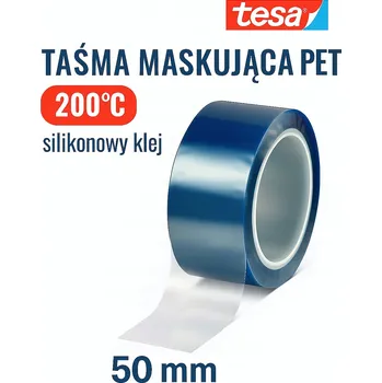 Lepicí páska MODRÁ MASKÁVACÍ PÁSKA PET TESA 50625 50mm/66m PRO PRÁŠKOVÉ LAKOVÁNÍ