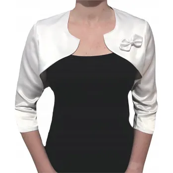 Bolerko Saténové bolerko s mašlí bílé s 3/4 rukávem - ILONA 46