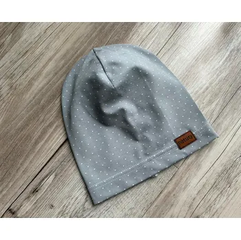 Čepice Natuty Čepička homeless - Bílý puntíček na světle šedé Velikost: 52-54