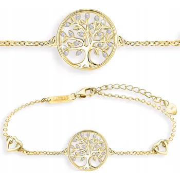 Náramek Zlatý náramek Strom Života Strom Štěstí se zirkony STŘÍBRO 925
