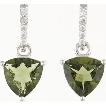 Náušnice My Moldavite Stříbrné náušnice s vltavíny a zirkony - srdce 283Z-2