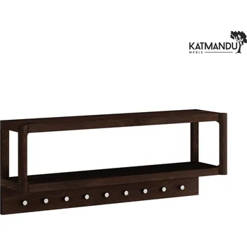 Věšák KATMANDU Široký závěsný věšák z dubového dřeva Campi, Tabák