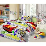 Bavlněné dětské povlečení do postýlky Auta bílá 45 x 65, 140 x 90cm - Povlečení na peřinu s polštářem 45 x 65; 140 x 90cm