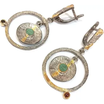 Náušnice Stříbrné náušnice s achátem a granátem PTE338