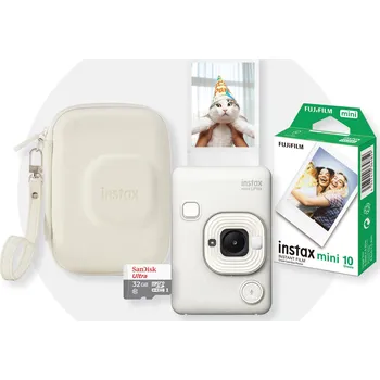 Analogový fotoaparát Fujifilm instax mini LiPlay StartSet Misty White + 5 ks Mini Album Weave (mix barev)