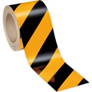 Reflexní páska 3M samolepicí žlutá-černá, levá, DIN 4844 - balení 1 metr