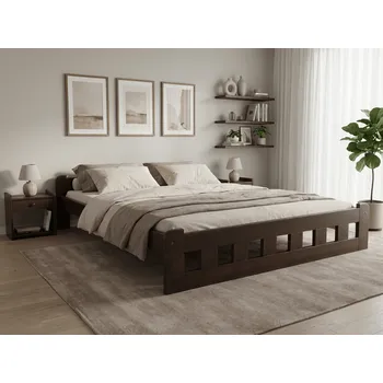 Nábytek Postel Naomi zvýšená 140x200 cm, ořech Rošt: Bez roštu, Matrace: Matrace Sommera 18 cm