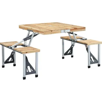 Zahradní stůl vidaXL Skládací kempingový stůl se 4 místy k sezení ocel hliník