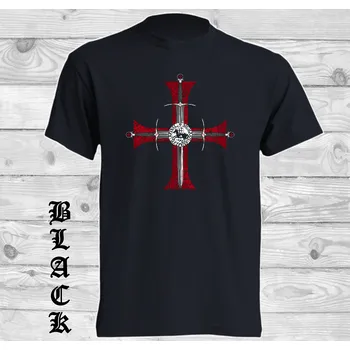 panske-levne-bavlnene-tricko-potisk-kriz-mec Barva: Black -černá, velikost: 4XL