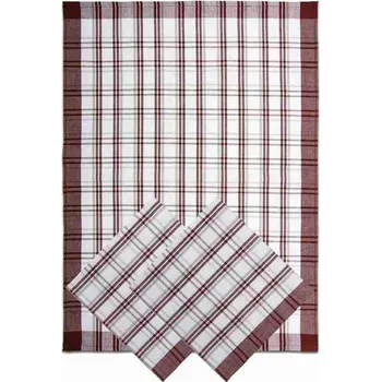 Utěrka Tegatex Utěrka bavlna 3 ks - tradiční káro tmavě hnědá 50*70 cm