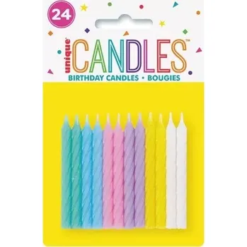 Dortová svíčka Dortové svíčky pastelové – spirály, 24 ks