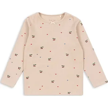 Dětské bavlněné tričko s dlouhým rukávem Konges Sløjd ELLA LS TEE GOTS béžová barva, KS103799 KS103799.9BYA 02X, vel. 86