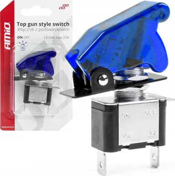Přepínač / Vypínač TOP GUN s modrým podsvícením AMIO-03096