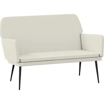 Lavice, krémová, 108x79x79 cm, čalouněná sametem