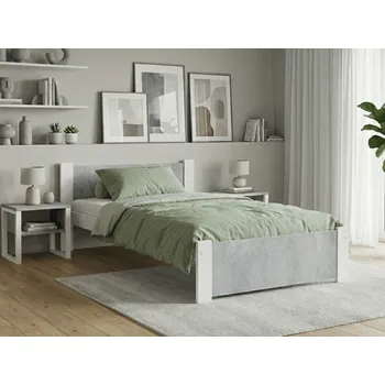 Postel IKAROS 90 x 200 cm, beton/bílá Rošt: Bez roštu, Matrace: Matrace Coco Maxi 20 cm