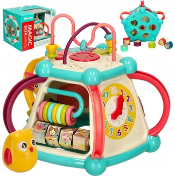 Hračka pro nejmenší Interaktivní vzdělávací kostka Nakrm ptáčka 7v1 Bibi-inn