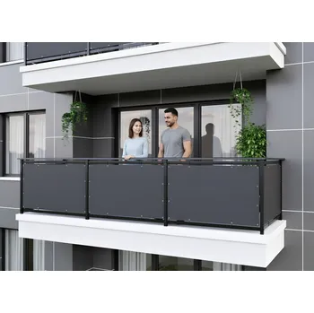 Krycí plachta Balkonová zástěna OSLO grafitová, výška 100 cm, šířka různé rozměry MyBestHome Rozměr: 100x700 cm rozteč 50 cm