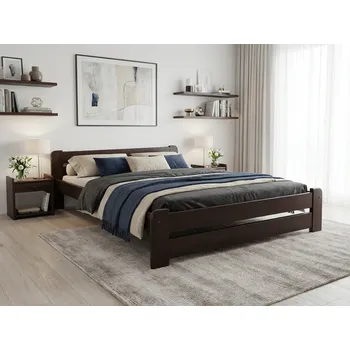 Postel Postel Laura 140x200 cm, ořech Rošt: S lamelovým roštem, Matrace: bez matrace