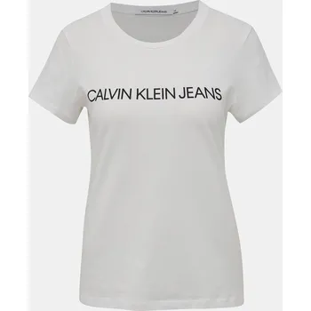 Dámské tričko Bílé dámské tričko s potiskem Calvin Klein Jeans - Dámské Calvin Klein šedá 1867158