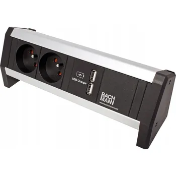 Elektrická zásuvka BACHMANN Systém DESK 1, 2x zásuvka CZ, zdroj 15W (2x USB A) (902.068)