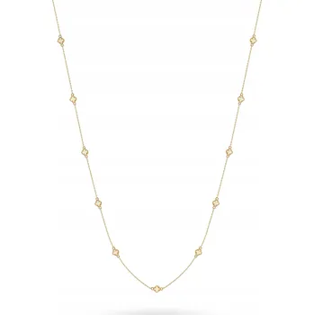 Náhrdelník ZLATÝ NÁHRDELNÍK ŘETÍZEK Dámský au 585 Čtyřlístky s Růžovým Opálem 14k