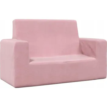 Pohovka Dětská pohovka pro 2 osoby, růžová, měkký plyš