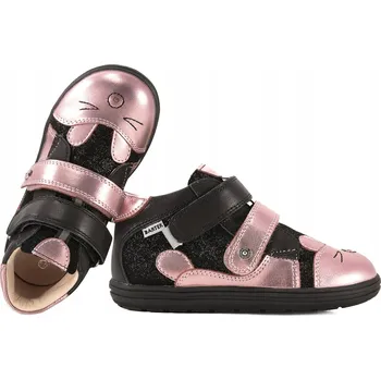 Dívčí tenisky BARTEK 8631171 BAREFOOT Dívčí kotníkové boty POLOBOTKY KOŽENÉ na suchý zip 27 Růžové