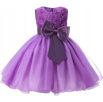 Dámské šaty Roztomilé společenské Šaty s mašlí a třpytkami - Ideální na svatby - Velikost 110