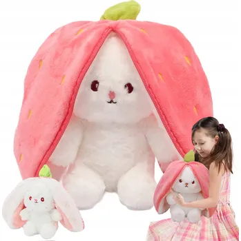 plyšák PLYŠOVÁ HRAČKA KRÁLÍK ROZTOMILÁ JEMNÁ 24 CM JAHODOVÁ HRAČKA DÁREK