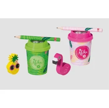 rýsovací prkno Brunnen Ořezávátko dvojité - Aloha s tužkou a gumou