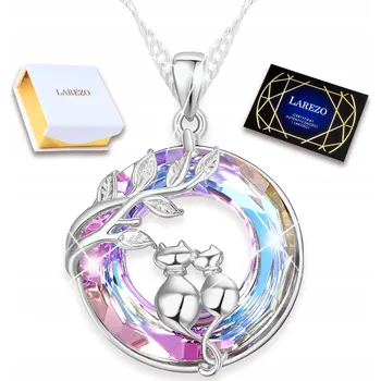 Náhrdelník Stříbrný náhrdelník s modrými fialovými Křišťál a mazlením s kočkami, STŘÍBRO 925