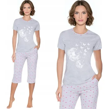 Dámské pyžamo NETi Lehká bavlněná dámská pyžama – 3/4 kalhoty a krátký rukáv 100% Bavlna