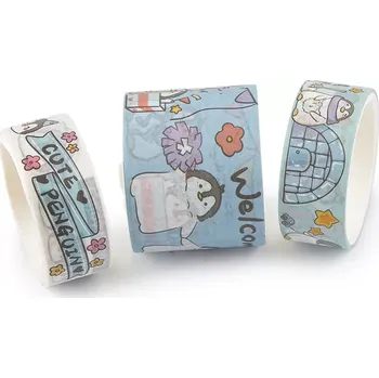 samolepka Stoklasa Ozdobná lepicí páska dětské motivy sada Washi Sv. modrá