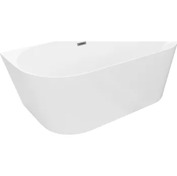 Vana Volně stojící závěsná vana Mexen Oval Slim 170 x 80 cm, bílá, přepad v barvě dělového kovu - 52661708000-95