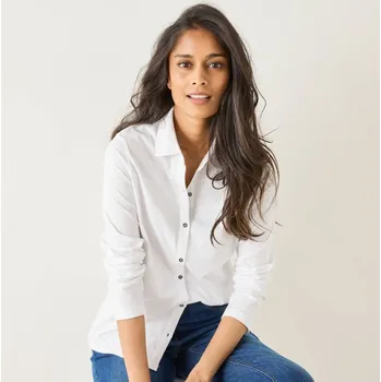 Dámská košile Žerzejová košile s knoflíky a dlouhými rukávy bílá 34/36