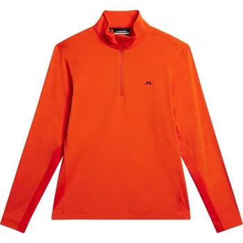 Pánská mikina J.Lindeberg Luke Quarter Zip Mid Layer, Tangerine Tango, pánská golfová mikina XXL
