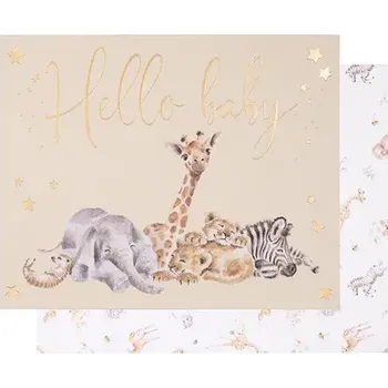 Přání k narození dítěte "Little Savannah" – africká zvířátka