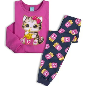 Dívčí pyžamo Dívčí pyžamo svítící ve tmě KYLY KOČIČKA S HRANOLKY růžové Velikost: 98