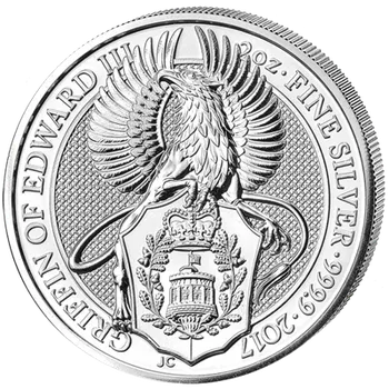 Stříbrná mince 2 Oz Griffin of Edward III. The Queens Beasts 2017