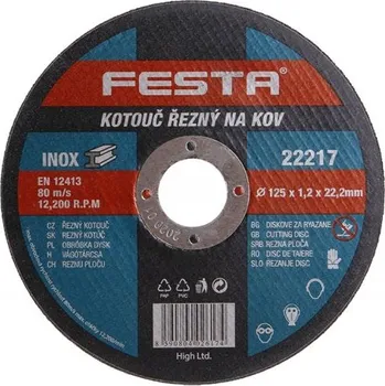 Řezný kotouč Kotouč řezný FE 125x1,2x22mm FESTA (odběr bal.5ks) KUTIL Sklad7 8022217.00 (KUTIL Sklad7)