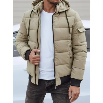 Pánský zimní kabát Pánská zimní bunda prošívaná s kapucí TX4838 Barva: Tmavě Šedá, Velikost: 2XL